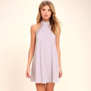 Lulus “Any Sway, Shape, or Form Lavender Lace Halter Dress”